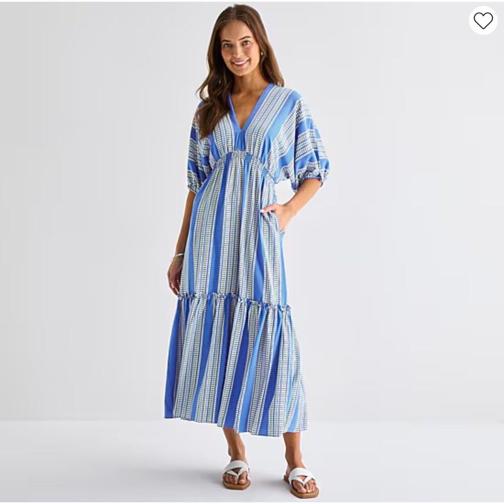 BNWT Melonie T Women's V-Neck Short Sleeve Dolman Satin Maxi Dress (Size 18)